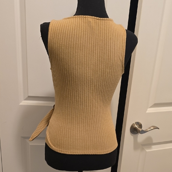 Express Camel Ribbed Wrap Tank Top - Picture 3 of 5